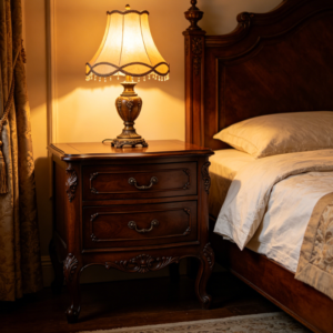 American Retro Carved Solid Wood Bedside Table